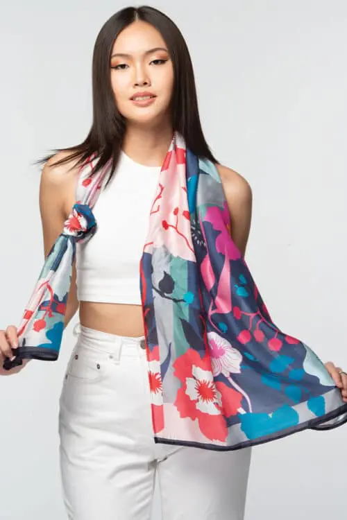 Rishika Navy Floral Scarf