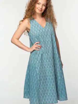 Blue Ikat Fair Trade Cotton Dress