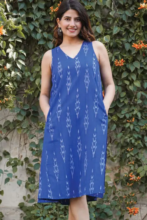 Ikat Indigo Fair Trade Cotton Dress