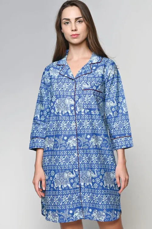 Ami Blue Cotton Nightshirt