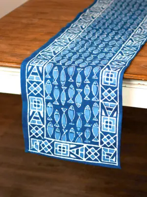 Indigo Fish Table Runner