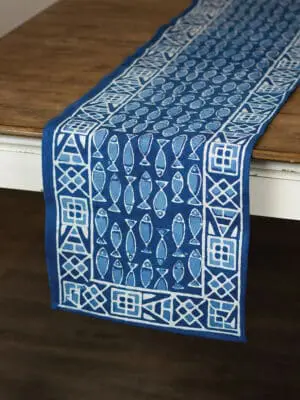 Indigo Fish Table Runner