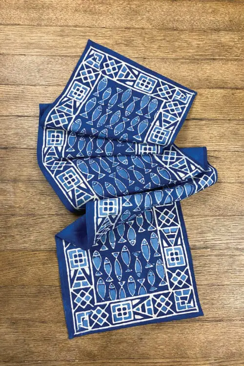 Indigo Fish Table Runner