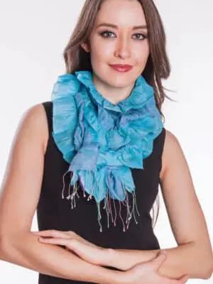 Maitri Ruffle Scarf in Turquoise