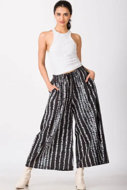 Black Shibori Cotton Pants