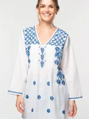 Divya Navy Embroidered Cotton Tunic