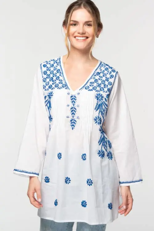 Divya Navy Embroidered Cotton Tunic