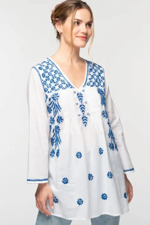 Divya Navy Embroidered Cotton Tunic