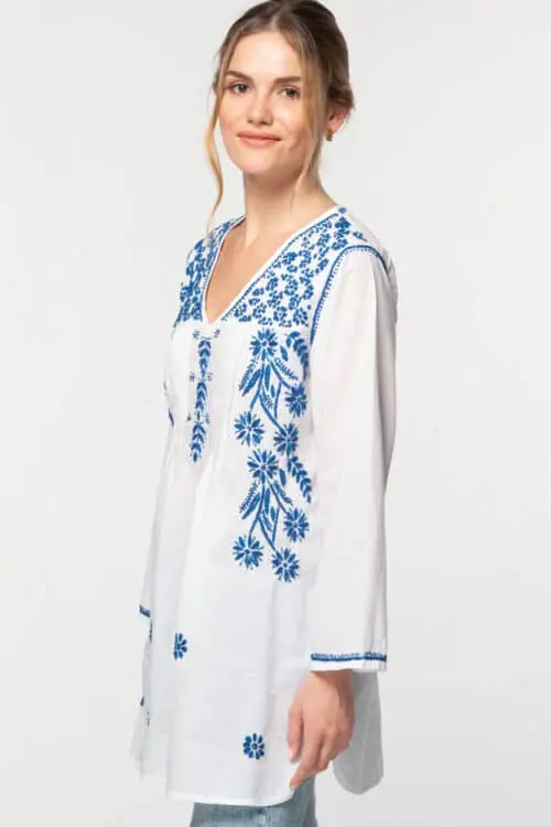 Divya Navy Embroidered Cotton Tunic
