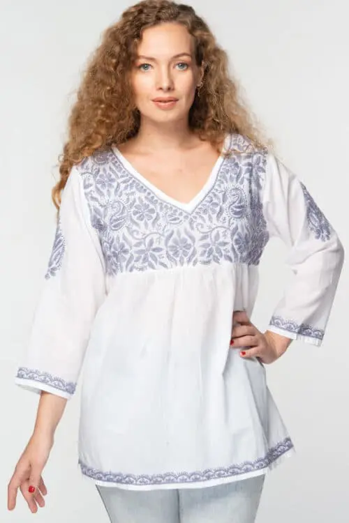 Ramani Embroidered Lavender Tunic Top