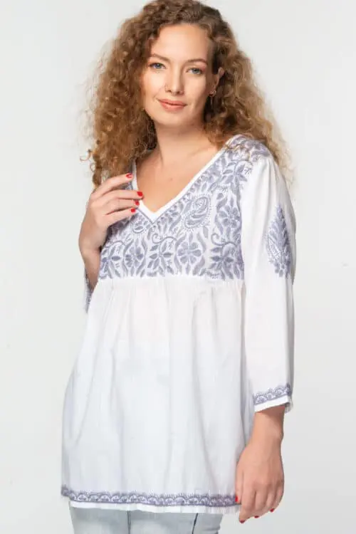 Ramani Embroidered Lavender Tunic Top