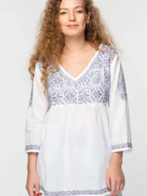 Ramani Embroidered Lavender Tunic Top