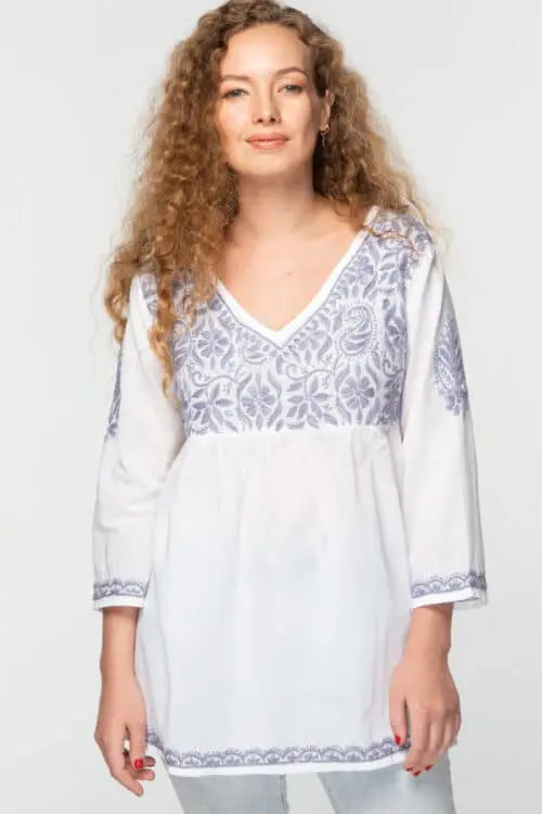 Ramani Embroidered Lavender Tunic Top