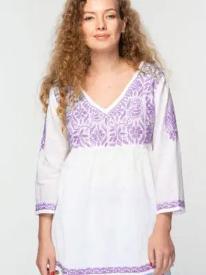 Ramani Purple Embroidered Tunic