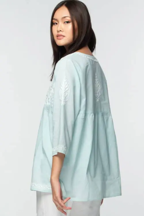 Ramani Embroidered Green Tunic Top