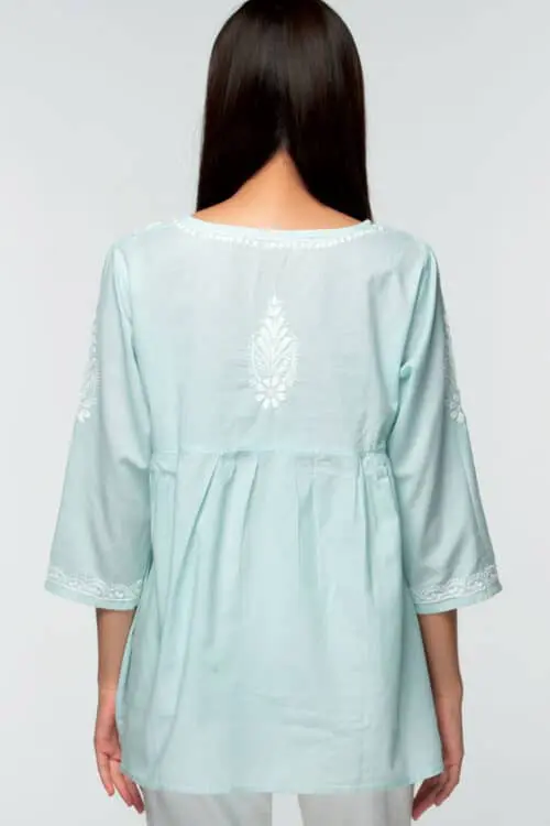 Ramani Embroidered Green Tunic Top