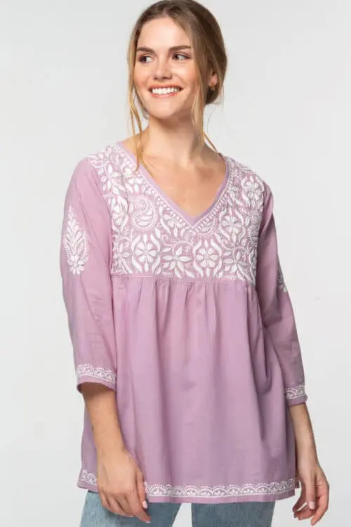 Ramani Embroidered Purple Tunic Top