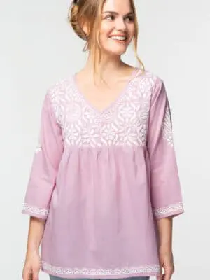 Ramani Embroidered Purple Tunic Top