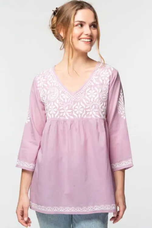 Ramani Embroidered Purple Tunic Top