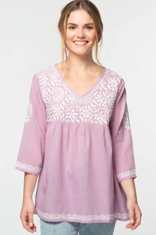 Ramani Embroidered Purple Tunic Top