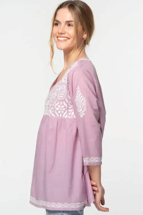 Ramani Embroidered Purple Tunic Top