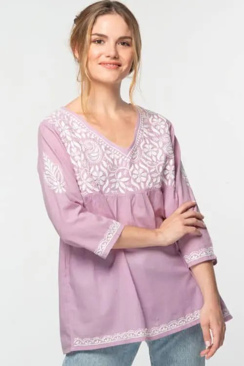Ramani Embroidered Purple Tunic Top