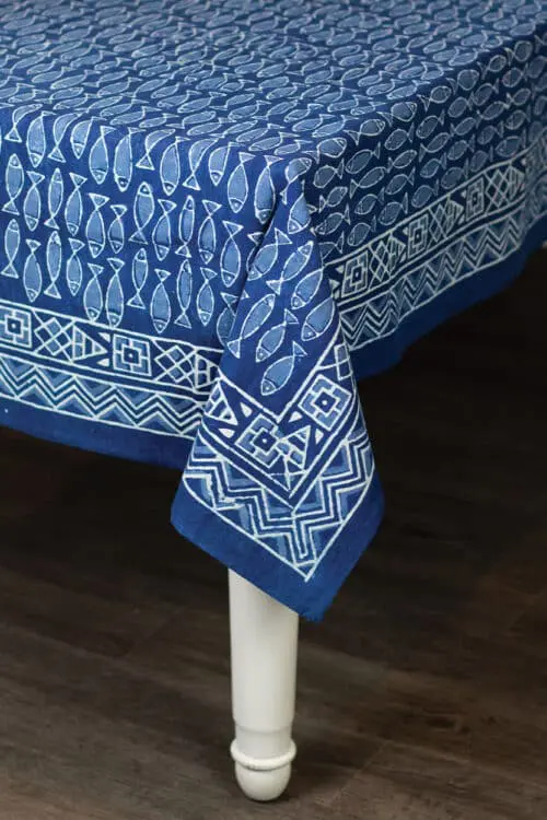 Indigo Fish Tablecloth