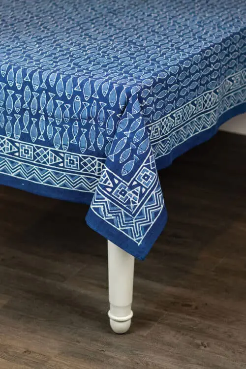 Indigo Fish Tablecloth
