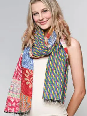 Patchwork Kantha Sari Scarf