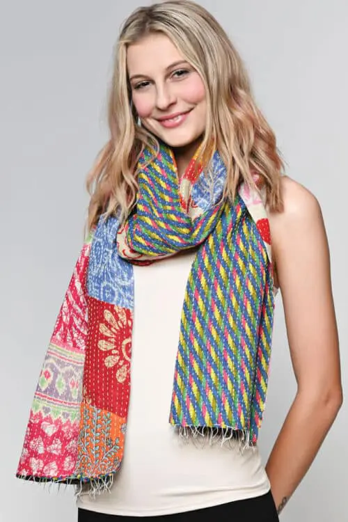 Patchwork Kantha Sari Scarf