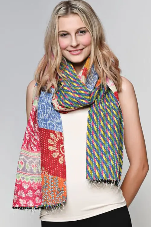 Patchwork Kantha Sari Scarf