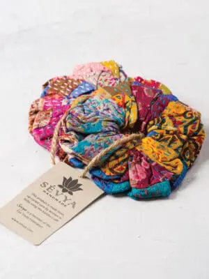 Silk Kantha Scrunchies