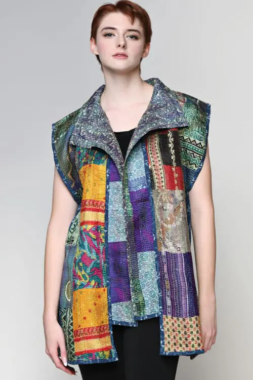 Reversible Kantha Silk Sari Jacket