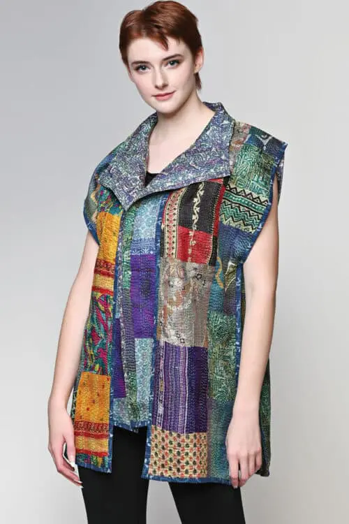 Reversible Kantha Silk Sari Jacket