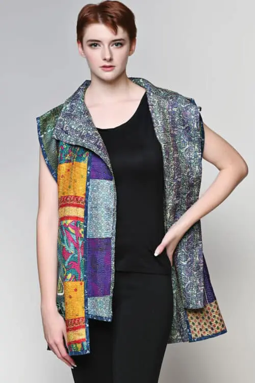 Reversible Kantha Silk Sari Jacket