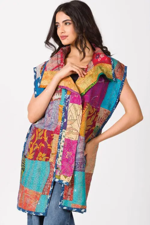 Reversible Kantha Silk Sari Jacket