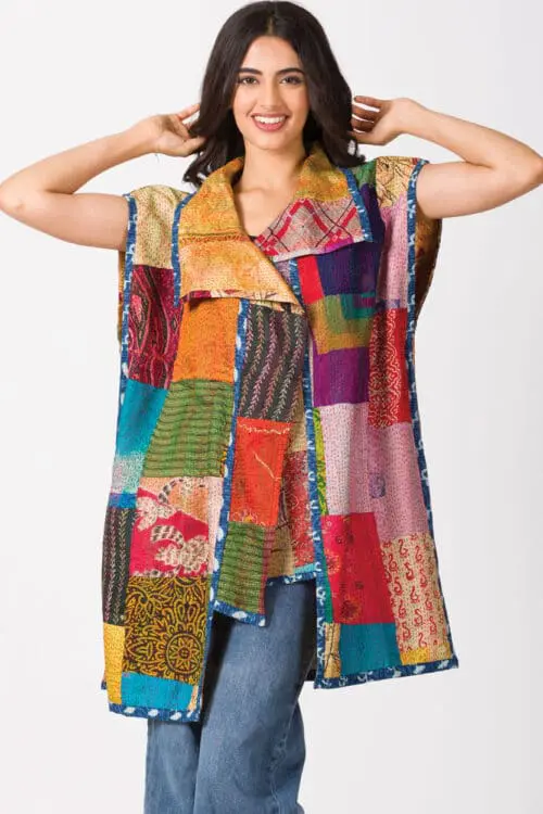 Reversible Kantha Silk Sari Jacket