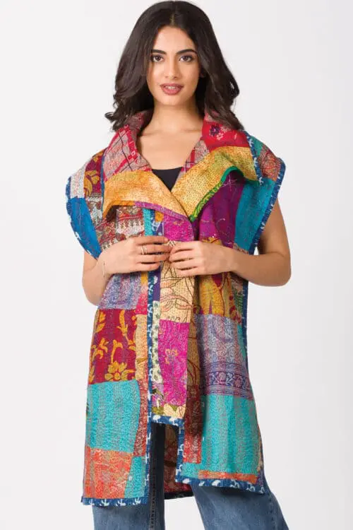 Reversible Kantha Silk Sari Jacket