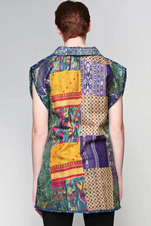 Reversible Kantha Silk Sari Jacket