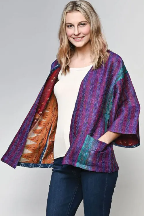 Reversible Silk Kantha Kimono