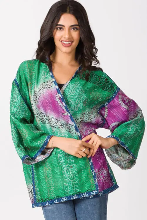 Reversible Silk Kantha Kimono