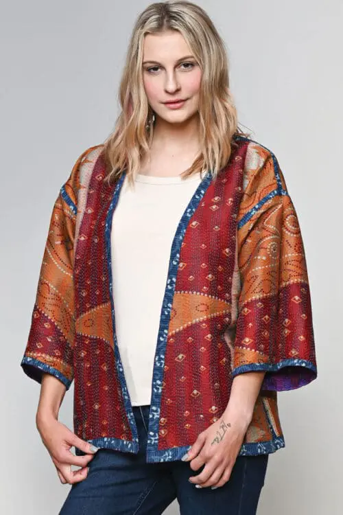 Reversible Silk Kantha Kimono