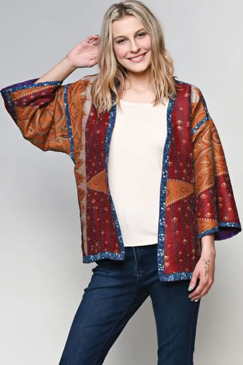 Reversible Silk Kantha Kimono