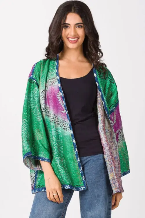 Reversible Silk Kantha Kimono