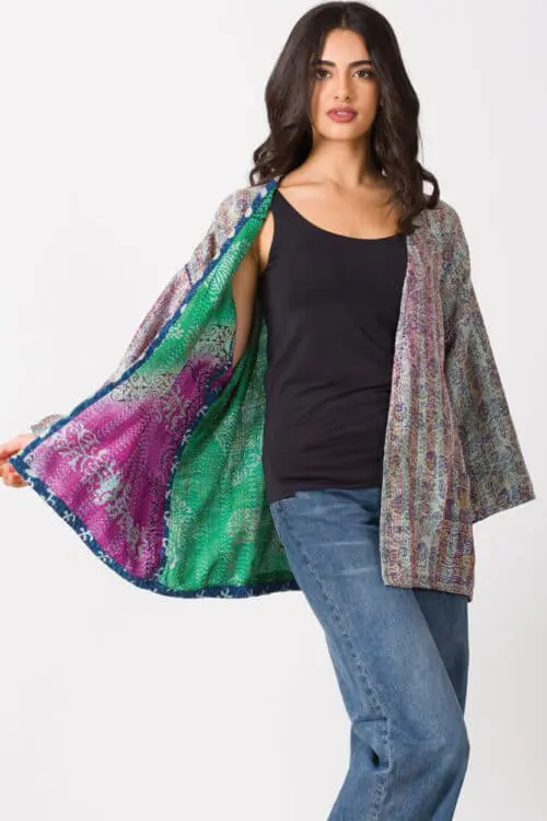 Reversible Silk Kantha Kimono