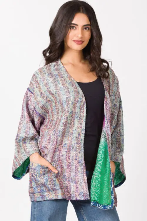 Reversible Silk Kantha Kimono