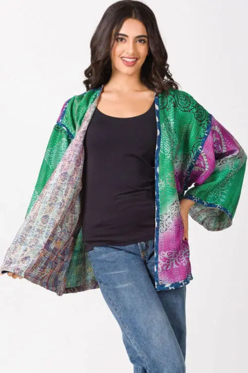 Reversible Silk Kantha Kimono