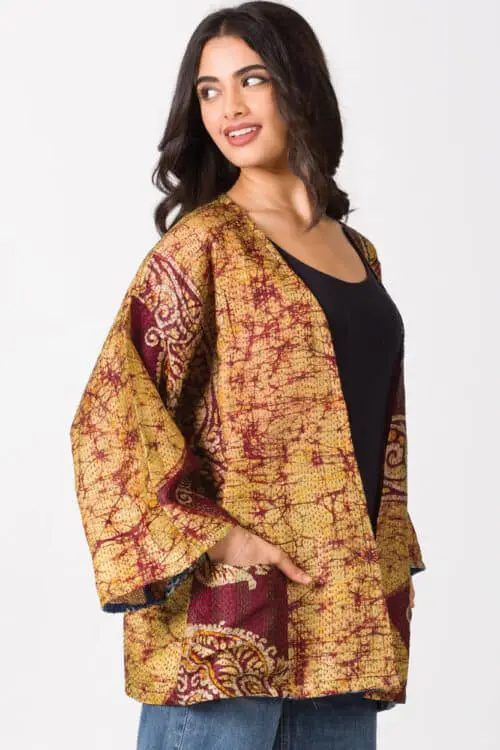 Reversible Silk Kantha Kimono
