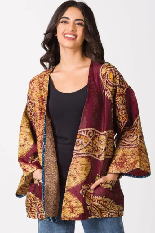 Reversible Silk Kantha Kimono