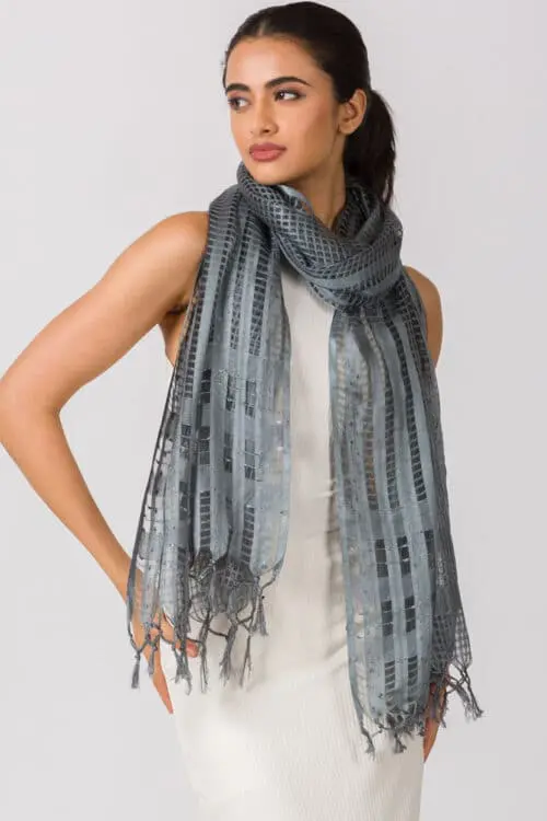 Sarita Silver Silk Scarf